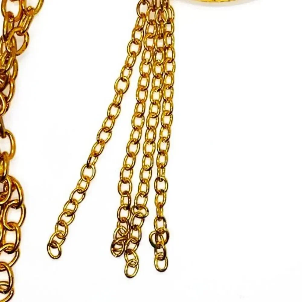 Gold-Tone Smoky White Pendant Stone Float Necklace